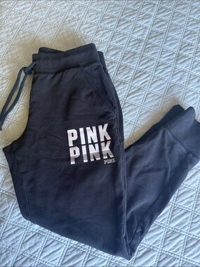 PINK Victoria's Secret Black Logo Jogger Pants